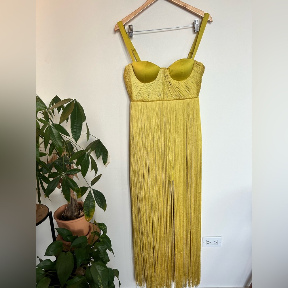 House of CB Sunshine Yellow Fringe Mini Dress - Picture 8 of 14